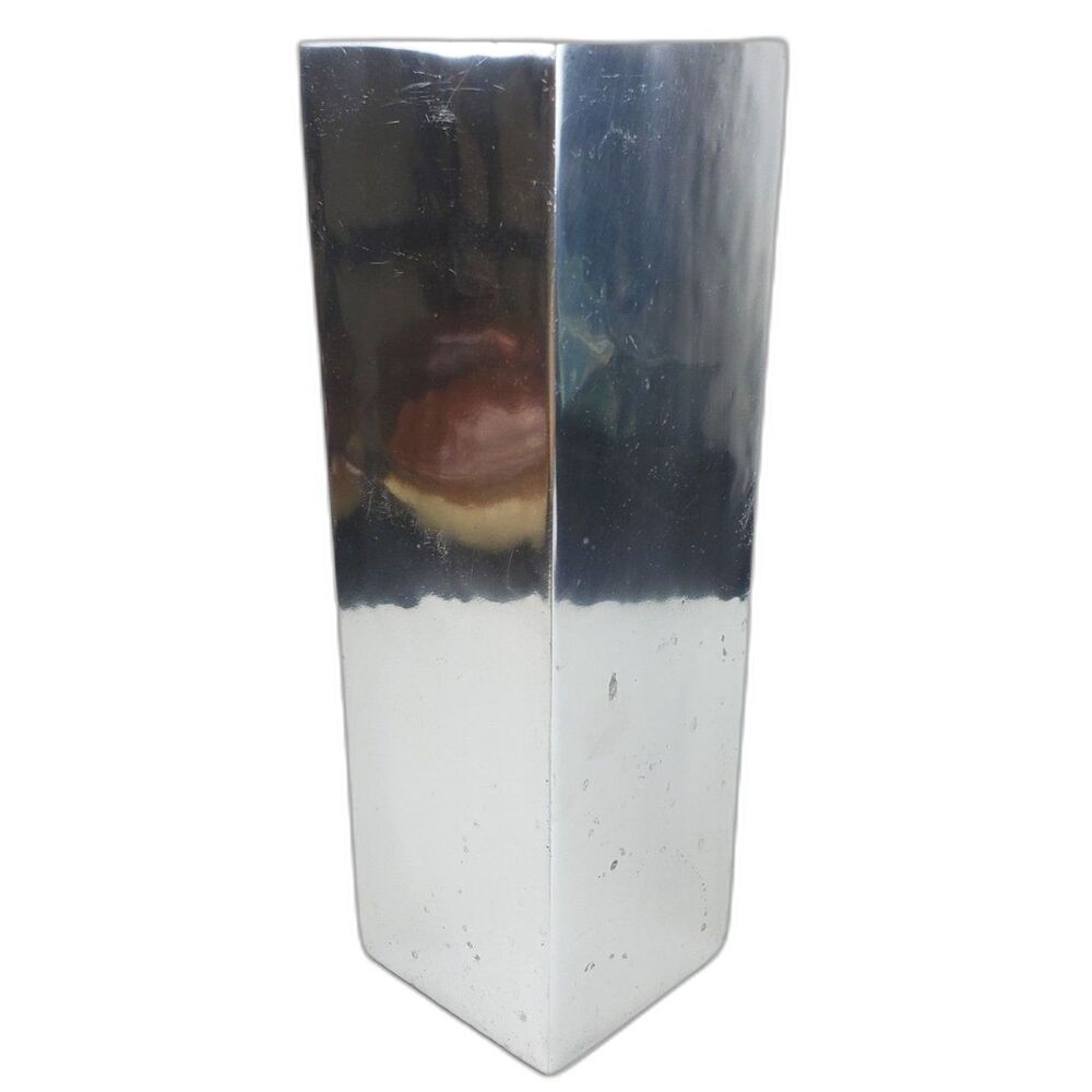 Old Town Imports Mexican Pewter Tall Square Vase Modern Marked FMF-018